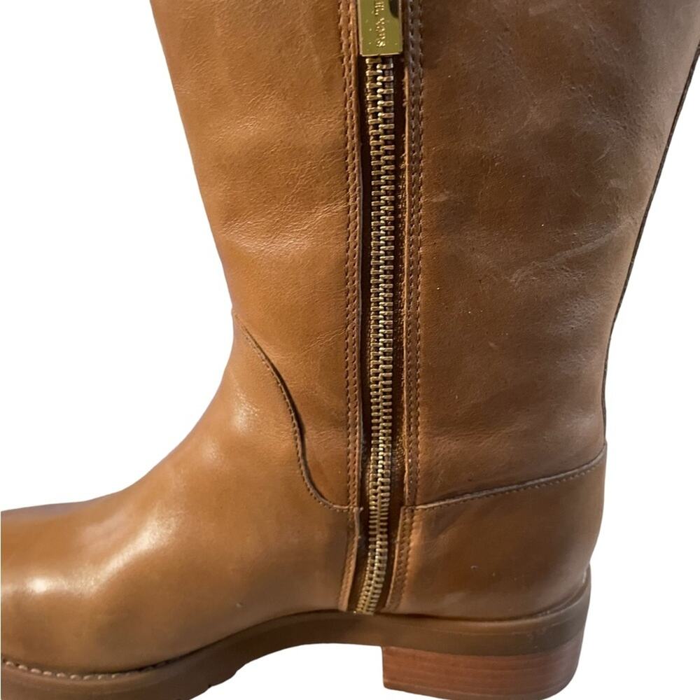 NWT Michael Kors Boots 7M Whitaker Tall Leather Zip Faux Shear Foldable Caramel - Picture 3 of 8
